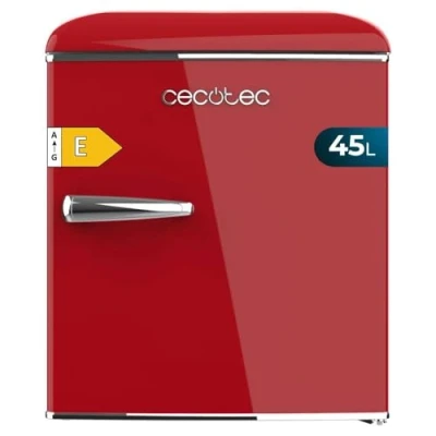 Abbildung von Cecotec Mini Kühlschrank Retro Tischkühlschrank 45L Bolero CoolMarket TT Origin 45 Red. 55 cm hoch und 44,7 breit, Energieeffizienzklasse E, Eisfach verchromter Griff, Rot