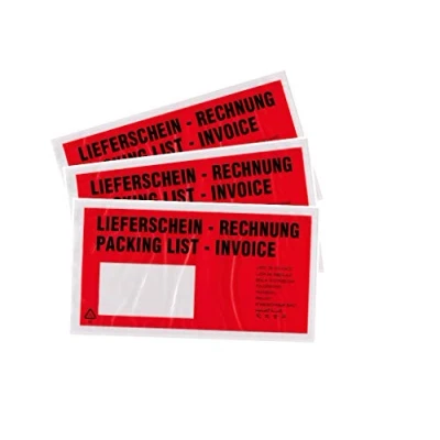 Abbildung von baytronic Dokumententaschen, DIN lang, rot schwarz bedruckt Lieferschein/Rechnung (1000 Stück)