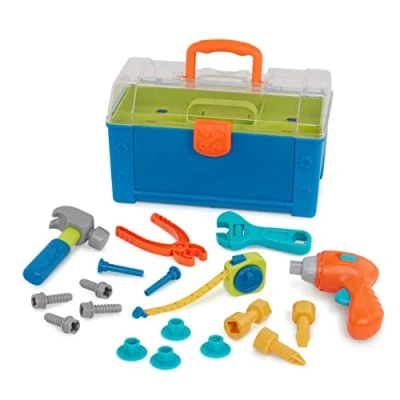 Abbildung von Battat BT2506Z Busy Builder Werkzeugkoffer gefüllt 20 TLG. Werkzeug Kinder mit Hammer, Bohrer und mehr Kinderwerkzeug Spielzeug ab 3 Jahre für Mädchen Jungen, Mehrfarbig, M