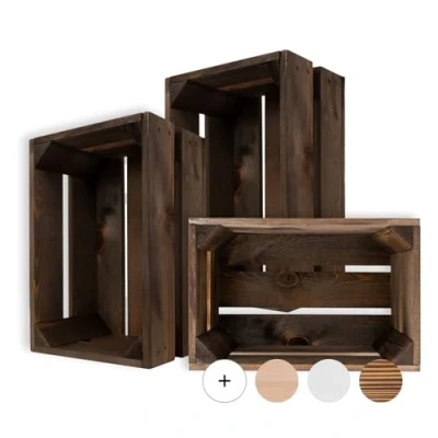 Abbildung von Creative Deco Kleine Holzkiste Wenge Kiste Holz 30 x 20 15 cm Geschliffen Obstkiste Deko Weinkisten Apfelkiste Perfekt als Holzbox Geschenkbox Spielzeugkiste Aufbewahrungskiste