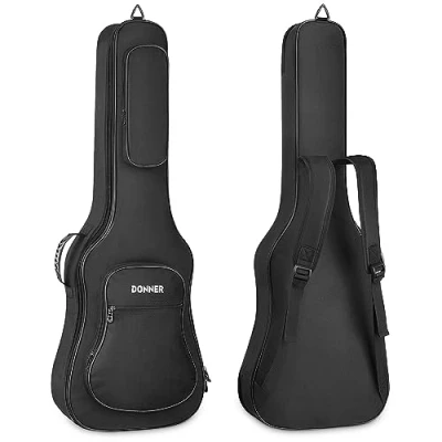 Abbildung von Donner Gitarrentasche Akustikgitarre Gigbag 10mm gepolstert wasserdicht Gitarre Rucksack Gitarrenhülle für 40/41 Zoll Akustikgitarre, Schwarz