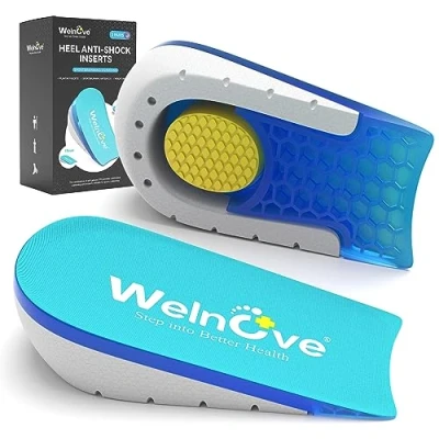 Abbildung von Welnove Schuheinlagen Gel Fersenkissen Cup für Achillessehnenentzündung, Plantarfasziitis, Fersenschmerzen, Fersensporn, 0,6&quot; 1&quot; Heel Lift Support Frauen 37,5 41 &amp; Männer 37 39(2 Paar)