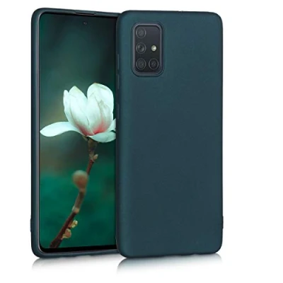 Abbildung von kwmobile Case kompatibel mit Samsung Galaxy A71 Hülle Schutzhülle aus Silikon metallisch schimmernd Handyhülle Metallic Petrol