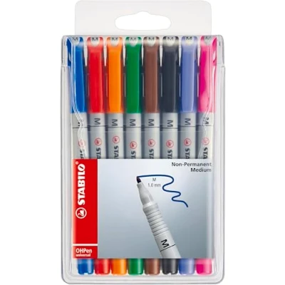 Abbildung von STABILO Folienstift OHPen universal wasserlöslich medium 8er Pack mit 8 verschiedenen Farben