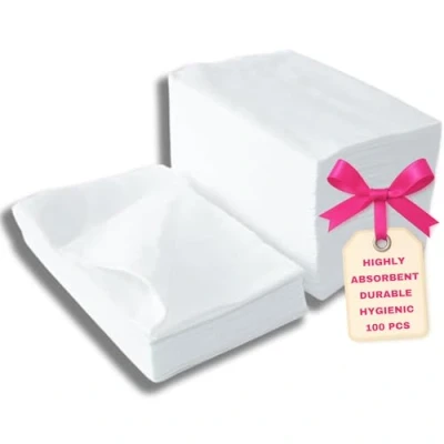 Abbildung von LALILL Einweghandtücher für Pediküre 100 Stück Handtücher Set Weiß aus Zellulose Behandlungen 50 x 40 cm