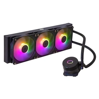 Abbildung von Cooler Master MasterLiquid 360L Core ARGB Wasserkühlung CPU Flüssigkeitskühler mit Zweikammer Gen S Pumpe, überlegende PC Kühlung 120mm Lüfter, LGA 1700 und AM5 Halterungen Schwarz