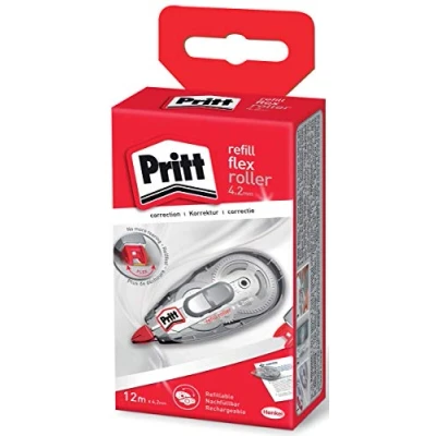 Abbildung von Pritt Korrekturroller Refill Flex Roller Midway, einfach nachfüllbar, einziehbare flexible Spitze, Push &amp; Pull Funktion für beidseitige Anwendung, Breite 4,2mm, Länge 12m, 9H PRR4H