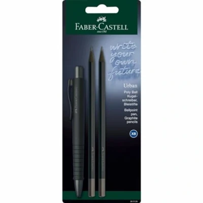 Abbildung von FABER CASTELL 241124 Schreibset all black, mit Kugelschreiber Poly Ball Urban und 2 Bleistifte