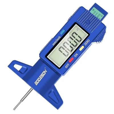 Abbildung von GODESON Blauer Digitaler Reifenprofiltiefenmesser, 0 25,4 mm Zoll Reifengauge Digital mit großem LCD Display und blauem Profiltiefenmesser für Reifen Autos, Lastwagen, Motorräder