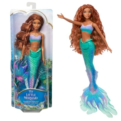 Abbildung von Mattel Disney Arielle Puppe Die kleine Meerjungfrau, inspiriert vom Film The Little Mermaid, Meerjungfrau Spielzeug, beweglich, Geschenke, Spielzeug ab 3 Jahre, HLX08