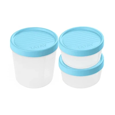 Abbildung von Tatay Satz von 3 Frischhaltedosen (1 x 1,3 l, 1 0,5 0,2 l), Schraubdeckel, BPA frei, Geeignet Mikrowelle und Spülmaschine, Blau.
