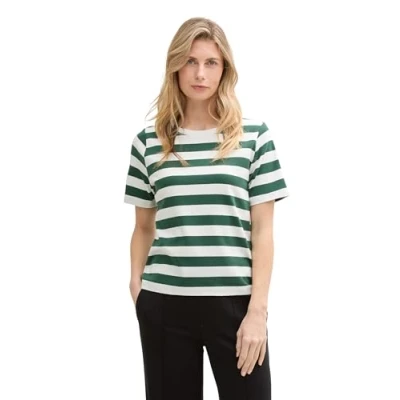 Abbildung von TOM Tailor BOXY CREW NECK Tshirt print, Damen, Größe: Medium, Green/off white