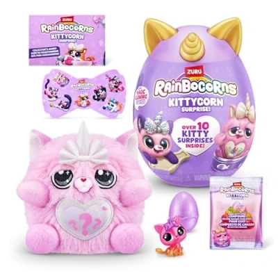 Abbildung von Rainbocorns Kittycorn Surprise Serie 7, Chinchilla Katze Plüsch zum Sammeln 10 Überraschungen Auspacken, Schälen und Aufdecken des Herzens, Aufkleber, ab 3 Jahren (Chinchilla Katze)