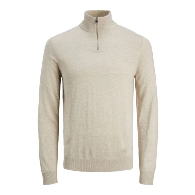 Abbildung von Jack &amp; Jones Eemil HALF ZIP NOOS Strickpullover, Herren, Größe: Small, Oatmeal