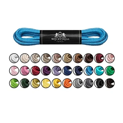 Abbildung von Mount Swiss Luxury Schuhbänder I Wasserabweisende und reißfeste Schnürsenkel rund ø 2 3 mm aus feiner Baumwolle/gewachst Farbe: Blue, Länge: 110 cm