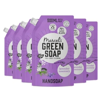 Abbildung von Marcel&#039;s Green Soap Handseife Nachfüllpack Lavendel &amp; Rosmarin Flüssigseife Spender 100% Umweltfreundlich Vegan 6er Pack 500 ml