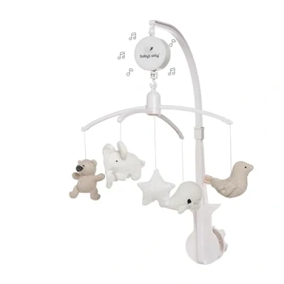 Abbildung von Baby&#039;s Only Musik Mobile Baby mit gestrickten Figuren Spieluhr Einfach anzubringen Sanfte Farben Für Jungen und Mädchen Sand/Wollweiß/Weiß