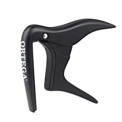 Abbildung von Ortega Guitars Kapodaster Musikinstrument Zubehör Gewölbt Für Gitarre Aluminium Legierung, Schwarz (OCAPOCV SBK)