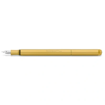 Abbildung von Kaweco SPECIAL Füllhalter Messing I Premium Füllfederhalter für Tintenpatronen mit hochwertiger Stahlfeder Exklusiver Füller Geschenk Metallbox 17 cm Federbreite: M (Medium)