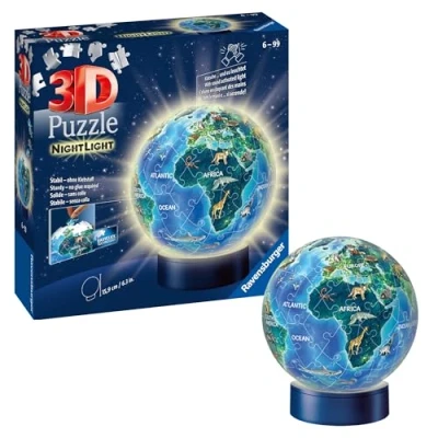 Abbildung von Ravensburger 3D Puzzle Erde im Nachtdesign Nachtlicht 11844 Ball 72 Teile für Globus Fans ab 6 Jahren, Yellow