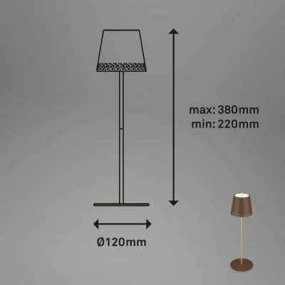 Abbildung von BRILONER LED Akku Tischleuchte 2 in 1 Montage, Stufenweise Dimmbar, Touch, Mobiles Licht, Tischlampe Aussen, kabellos, Braun Goldfarben
