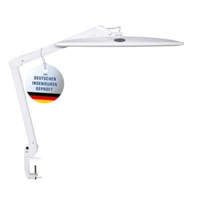 Abbildung von Maul LED Arbeitsleuchte MAULwork Dimmbare Schreibtischlampe Arbeitslampe mit integrierten LEDs Klemmlampe 6500 K Tageslichtlampe für Büro, Modellbau, Werkstatt Weiß