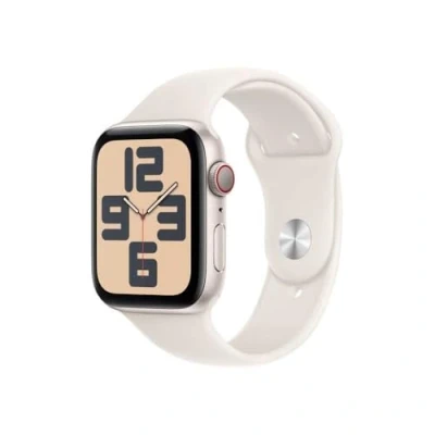Abbildung von Apple Watch SE 2024 4G 44mm Gold (Beiges Silikon Armband M/L)