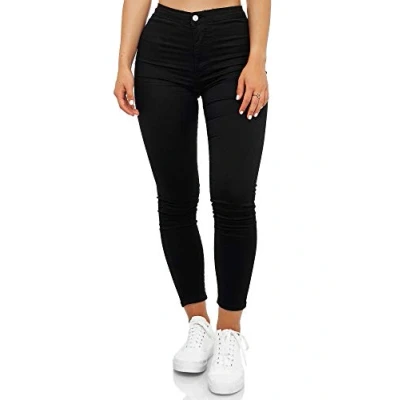 Abbildung von Elara Damen Jeans High Waist Slim Fit Chunkyrayan JS710 Schwarz 42 (XL)