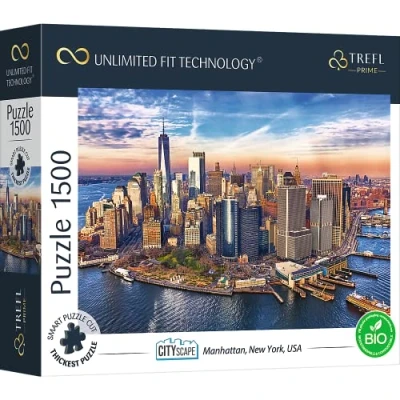 Abbildung von Trefl 26189 1500 Elemente, dickster Karton, Bio, ECO, Stadtlandschaft, Unterhaltung für Erwachsene und Kinder ab 12 Jahren, UFT Puzzle Cityscape: Manhattan, New York, USA