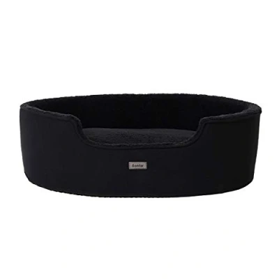 Abbildung von lionto Hundebett mit Wendekissen und waschbarem Bezug, formstabiles Hundekörbchen Anti Rutsch Noppen, 83x63 cm, kuscheliges Heimtierbett für Hunde Katzen Plüsch, schwarz