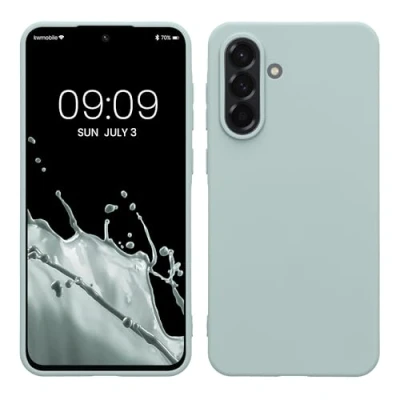 Abbildung von kwmobile Hülle kompatibel mit Samsung Galaxy A56 5G weiches TPU Silikon Case Cover geeignet für kabelloses Laden Cool Mint