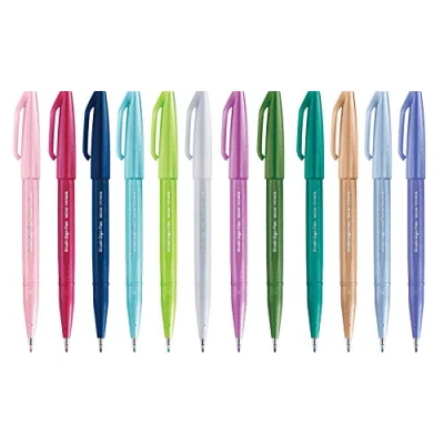 Abbildung von Pentel SES15C 12 Brush Sign Pen, Faserschreiber, pinselähnliche Spitze, Stück, farblich sortiert