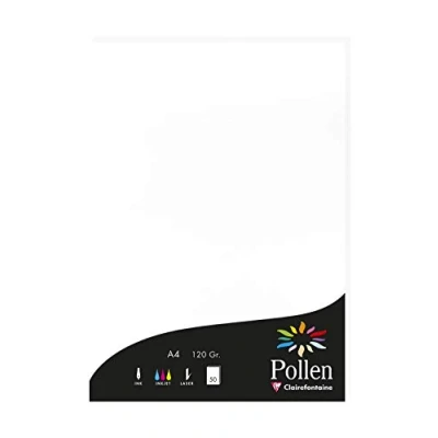 Abbildung von Clairefontaine 4239C Packung mit 50 Karten Pollen 120g, DIN A4, 21 x 29,7cm, Weiss