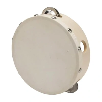 Abbildung von Tamburin Handtrommel Tambourin aus Holz, Musikinstrument für Kinder D: 15 cm Holz mit 4 Schellen 3832