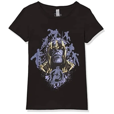 Abbildung von Marvel Little, Big Thanos Action Endgame Girls Short Sleeve Tee Shirt, Black, X Large