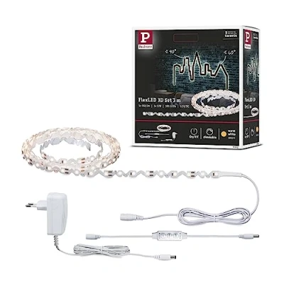 Abbildung von Paulmann 78962 LED Stripe FlexLED 3D Basisset 3m incl. 1x8,0 Watt dimmbar Lichtband Weiß Lichtstreifen Kunststoff Band 3000 K