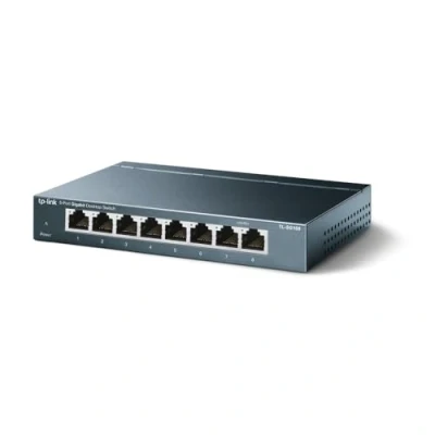 Abbildung von TP Link TL SG108 8 Port Gigabit Netzwerk Switch (Plug and Play, 8* RJ 45 LAN Ports, Metallgehäuse, IGMP Snooping, unmanaged, lüfterlos) blau metallic