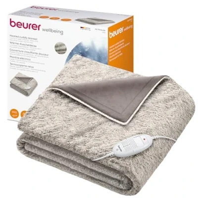Abbildung von Beurer HD 75 Nordic Heizdecke, kuschelige Wärmedecke in Felloptik, 6 Temperaturstufen, maschinenwaschbar, mit Abschaltautomatik, beige / braun, 180 x 130 cm