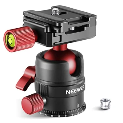 Abbildung von NEEWER Stativkopf, 360 drehbarer Panorama Kugelkopf mit 1/4 Zoll Schnellwechselplatte für Stativ, Einbeinstativ, Slider, DSLR Kamera, Camcorder, maximale Belastung bis zu 5kg GM28