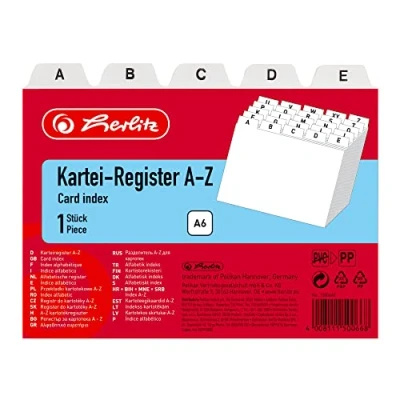 Abbildung von Herlitz 1500669 Karteiregister A6 Kunststoff PP 25 teilig A Z weiß, DIN