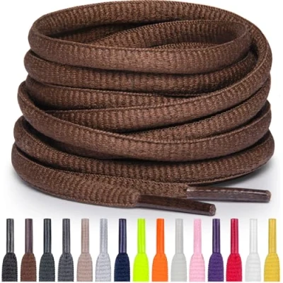 Abbildung von Miscly Schnürsenkel Oval, Reißfest für Sportschuhe, Sneaker und Laufschuhe 100% Polyester Ø 6mm (114 cm, Braun)