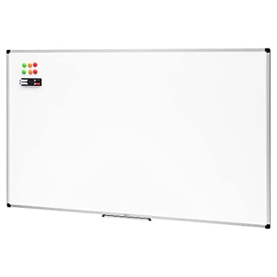 Abbildung von Amazon Basics Magnetisches Whiteboard mit Stiftablage und Aluminiumleisten, trocken abwischbar, 90 x 60 cm (B H), Weiß