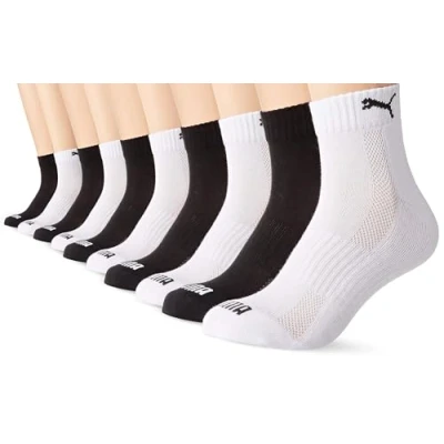 Abbildung von Puma Unisex Crew Heritage Stripe (5 Pack) Socks, Black/White, 39 42 EU