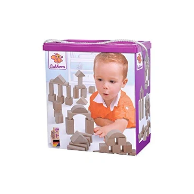 Abbildung von Eichhorn 100010141 100 naturfarbene Holzbausteine in der Aufbewahrungsbox mit Kordel und Sortierdeckel, für Kinder ab 1 Jahr