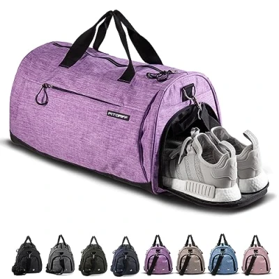 Abbildung von Fitgriff® Sporttasche &amp; Reisetasche für Damen und Herren mit Schuhfach Nassfach Tasche Sport, Fitness Reisen Trainingstasche, Gym Bag (Purple, M)