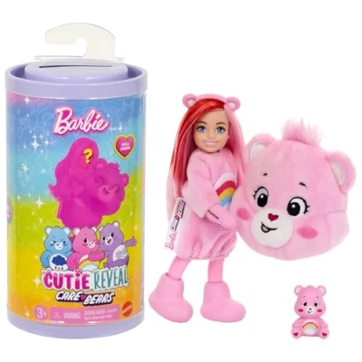 Abbildung von Barbie Cutie Reveal Chelsea Puppe und Accessoires, Glücksbärchis Reihe, kleine mit Plüschkostüm 6 Überraschungen (Stile können abweichen), JCN97