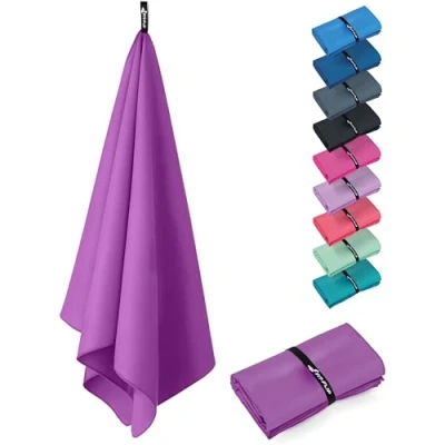Abbildung von Fit Flip Microfaser Handtücher kompakt und leicht Mikrofaser Handtuch schnelltrocknend als Reisehandtuch, Sporthandtuch, Strandtuch Badetuch groß (1x 160x80cm, Ultra Violet)