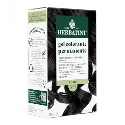 Abbildung von Herbatint Permanente Haarfarbe 2N Braun 170 ml Ammoniakfrei, 100% Abdeckung für weißes Haar empfindliche Haut, mit 8 natürlichen Bio Extrakten