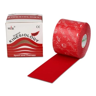 Abbildung von Nasara Original Kinesiologie Physio Tape für Sport und Medizin, Rollengröße 5cm x 5m, Rot