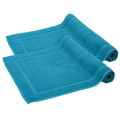 Abbildung von Komfortec Badvorleger Set 2 Teilig, Frottee Duschvorleger, Waschbar Duschmatte &amp; Badteppich, 800 g/m² &amp;100% Baumwolle, Saugfähig Schnelltrocknend, 50 x 80 cm, Türkis